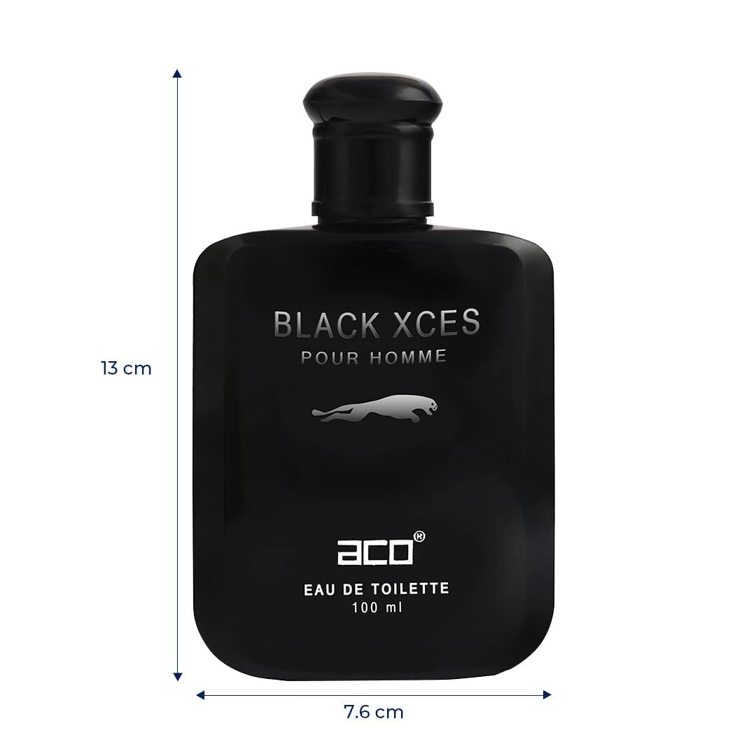 aco perfumes Black Xces Premium Scent, Long Lasting, Fresh & Soothing Fragrance Perfume Spray For Men, 100ml