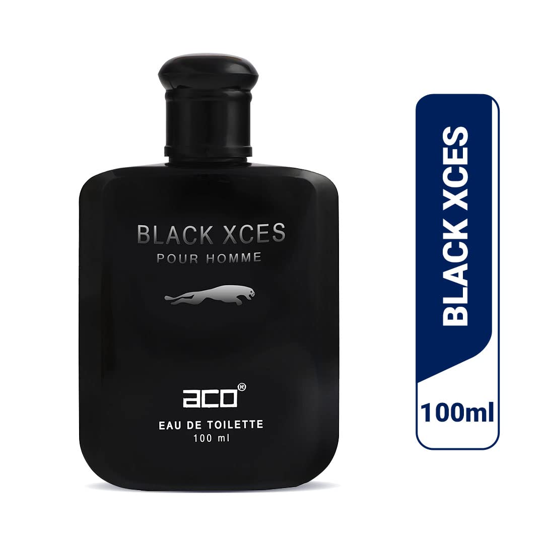 aco perfumes Black Xces Premium Scent, Long Lasting, Fresh & Soothing Fragrance Perfume Spray For Men, 100ml