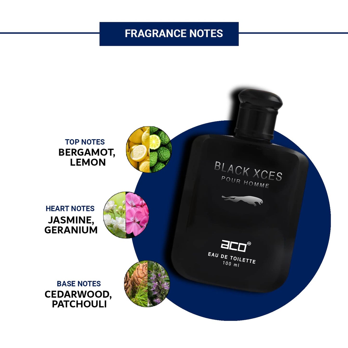 aco perfumes Black Xces Premium Scent, Long Lasting, Fresh & Soothing Fragrance Perfume Spray For Men, 100ml