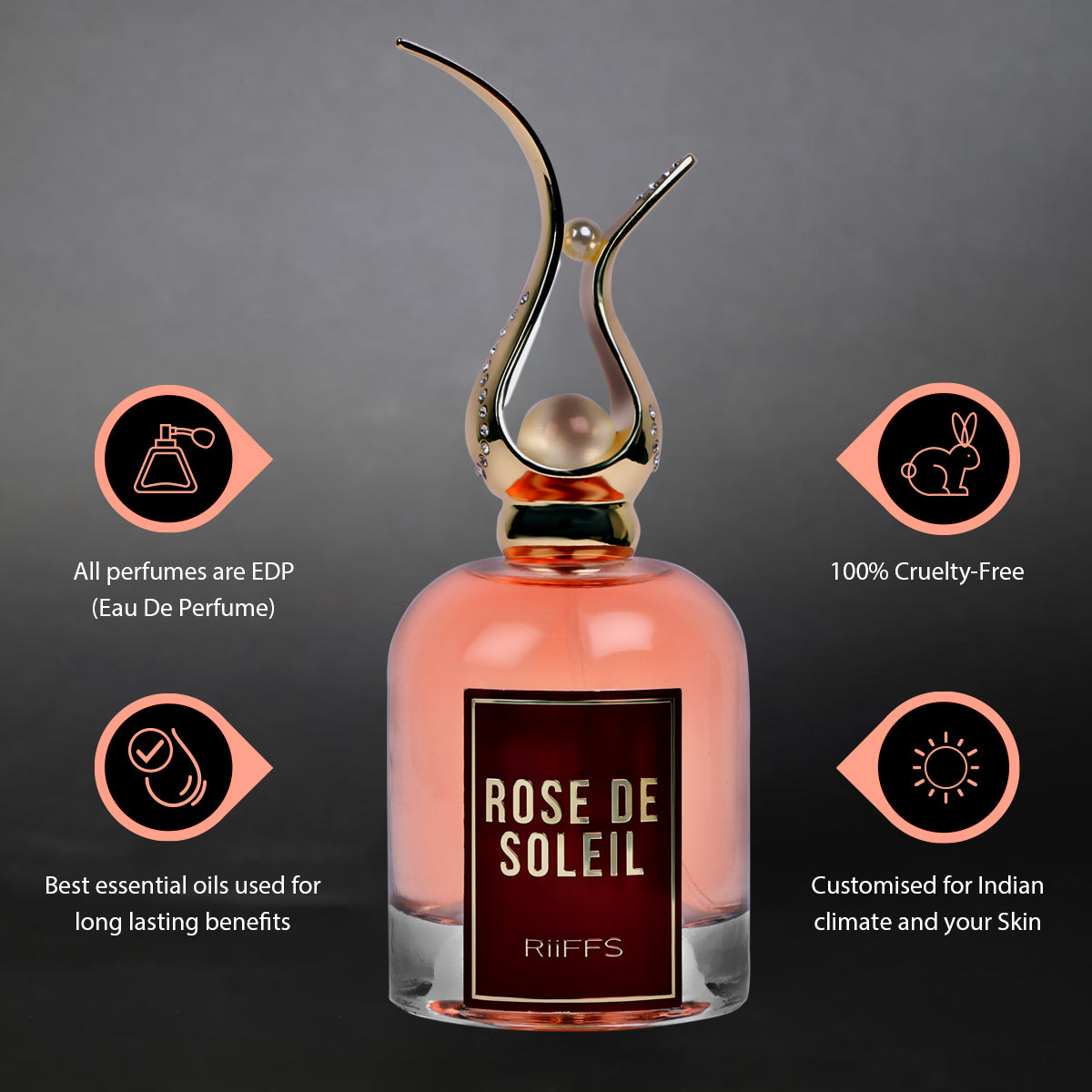RiiFFS PERFUMS Rose De Soleil Imported Long Lasting Premium Liquid Perfume For Women, Citrusy, Sweet & Green, Soothing Fragrance, 100ml