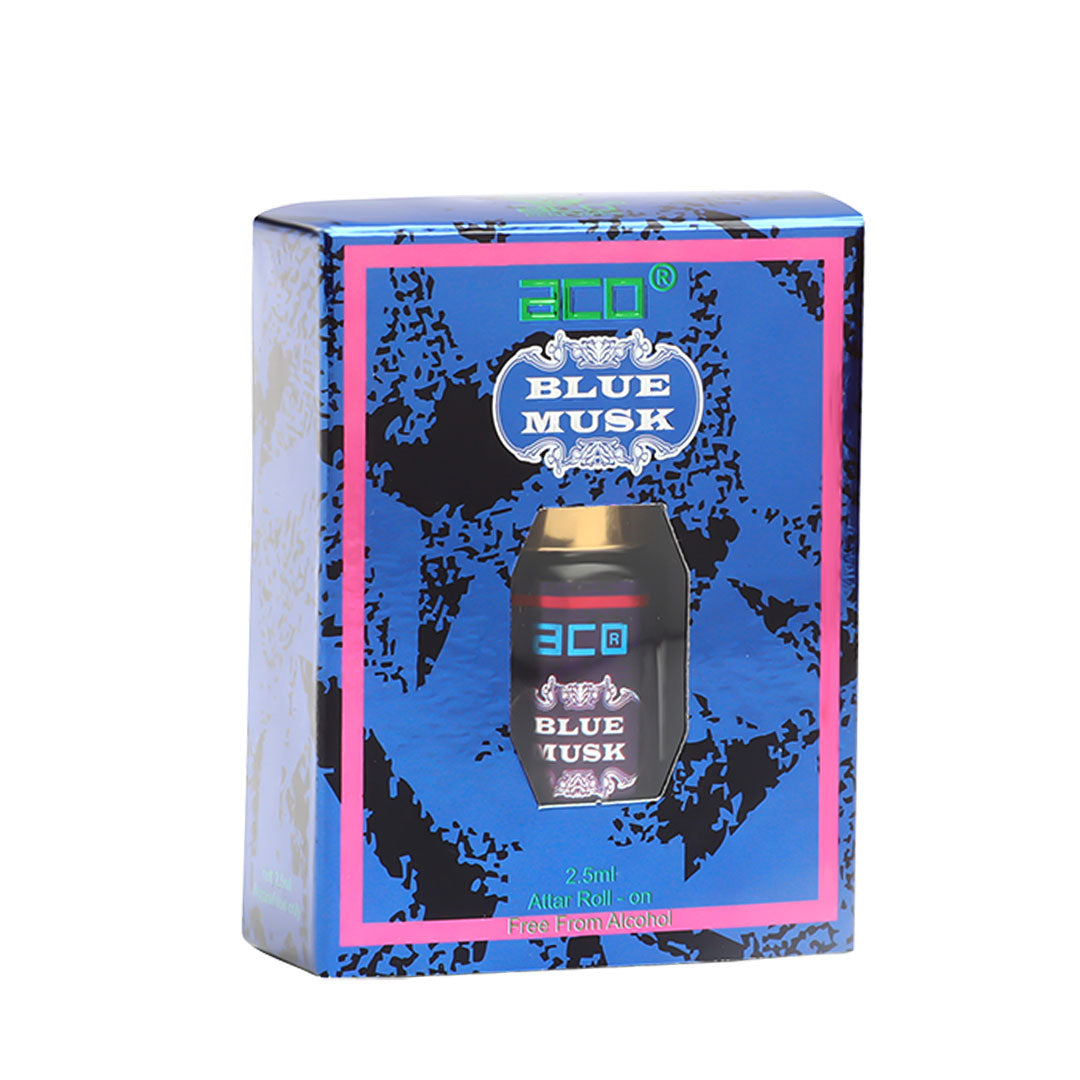 aco Blue Musk Attar 2.5ml - Alcohol-Free, Pure Fragrance Elixir Floral Attar
