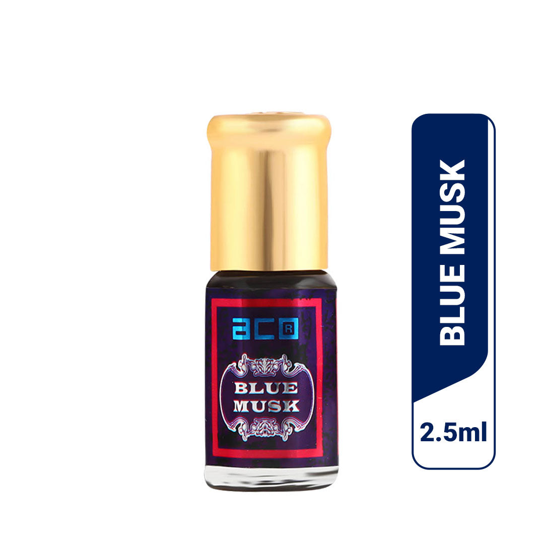 aco Blue Musk Attar 2.5ml - Alcohol-Free, Pure Fragrance Elixir Floral Attar
