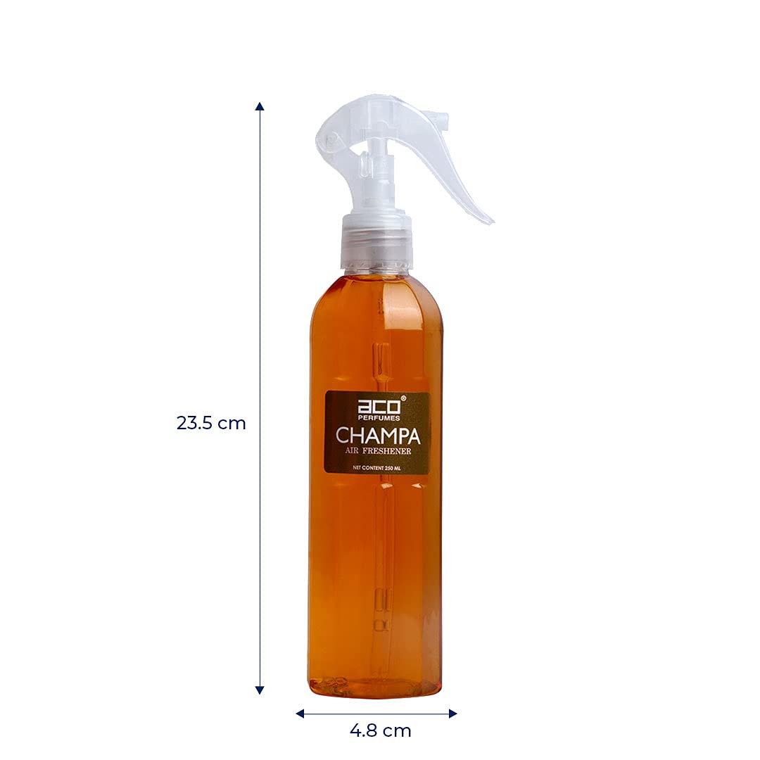 aco Champa Premium Air Freshener, Long Lasting, Fresh & Soothing Fragrance, Natural Room Freshener For Home & Office, 250ml