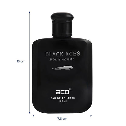 aco perfumes Black Xces Premium Scent, Long Lasting, Fresh & Soothing Fragrance Perfume Spray For Men, 100ml