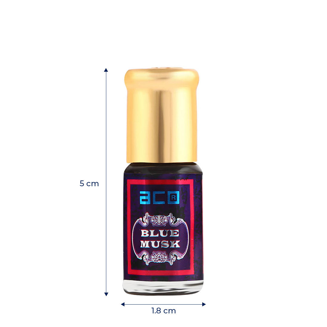 aco Blue Musk Attar 2.5ml - Alcohol-Free, Pure Fragrance Elixir Floral Attar