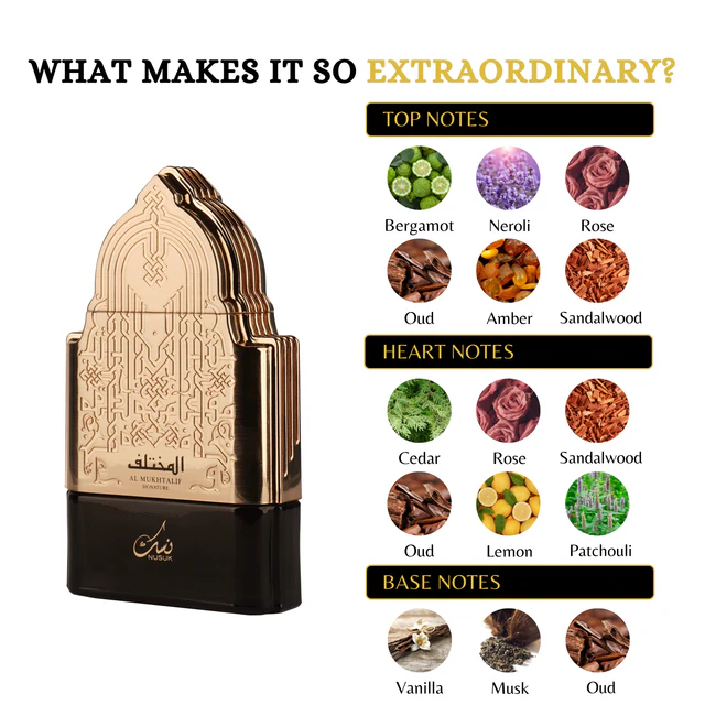 NUSUK Al Mukhtalif Signature Extrait De Parfum for Men, 100 ml, Oriental Fragrance