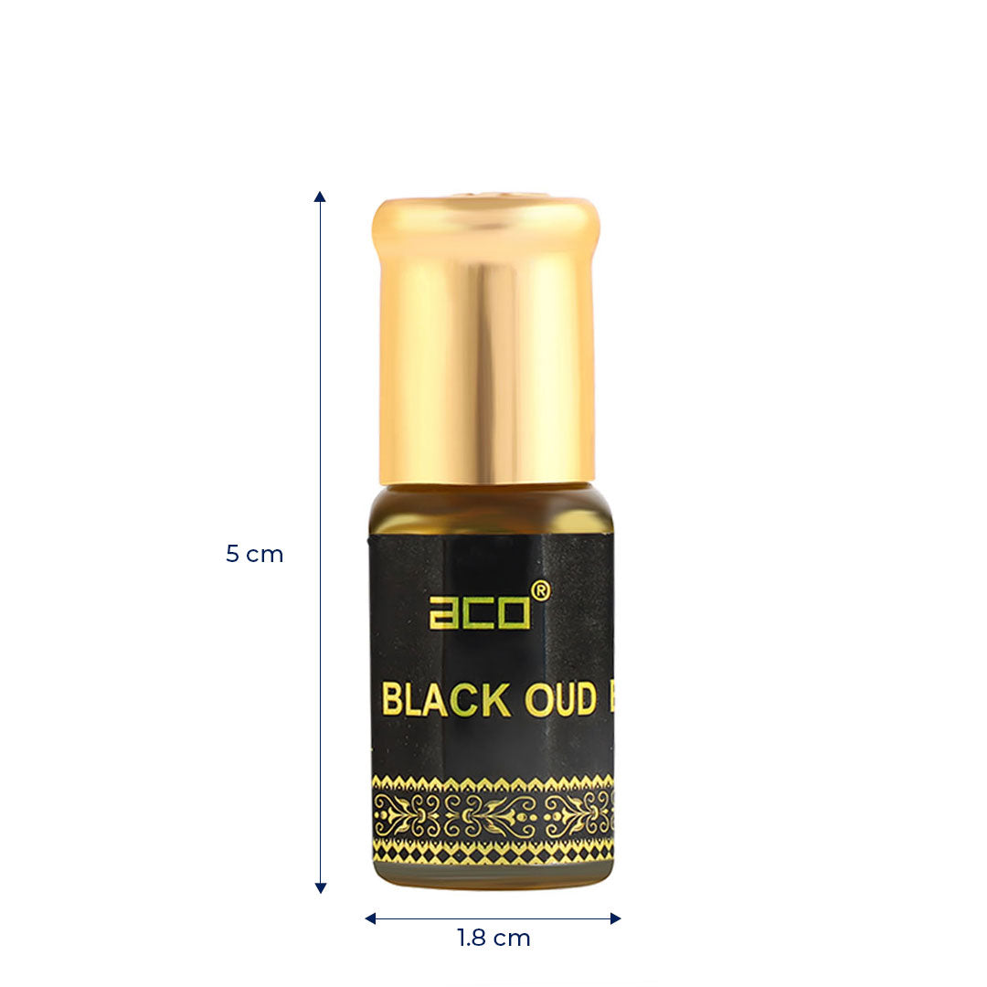 aco Black Oud Attar 2.5ml - Alcohol-Free, Pure Fragrance Elixir Floral Attar