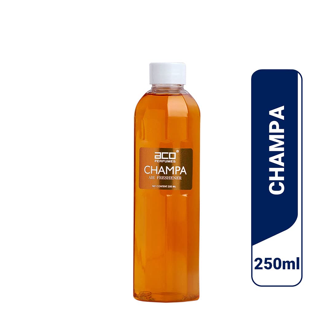 aco Champa Premium Air Freshener, Long Lasting, Fresh & Soothing Fragrance, Natural Room Freshener For Home & Office, 250ml