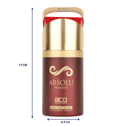 aco Absolu Imported Premium Deodorant, Long Lasting, Fresh & Soothing Fragrance Body Spray For Women, Made in UAE, 250ml