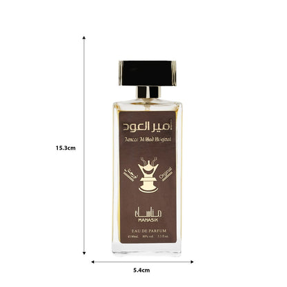 MANASIK Ameer Al Oud Original Long Lasting 100Ml Men Liquid Perfume , Floral, Aromatic & Sweet, Soothing Fragrance