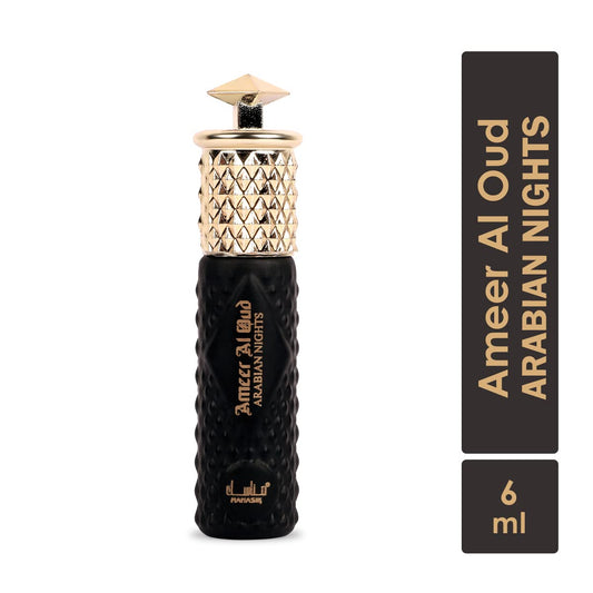Manasik Ameer Al Oud Arabian Nights Premium Attar, Green, Floral & Balsamic, Soothing Fragrance, Long Lasting Roll on Itra For Men, 6ml
