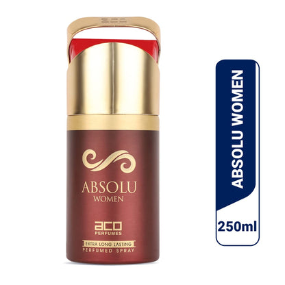 aco Absolu Imported Premium Deodorant, Long Lasting, Fresh & Soothing Fragrance Body Spray For Women, Made in UAE, 250ml