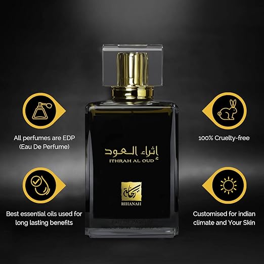 Rihanah Ithrah Al Oud, Natural Spray, Eau-De-Perfume 100ml (3.4 FL. Oz), Unisex Perfume, Imported Fragrance Made in Dubai UAE