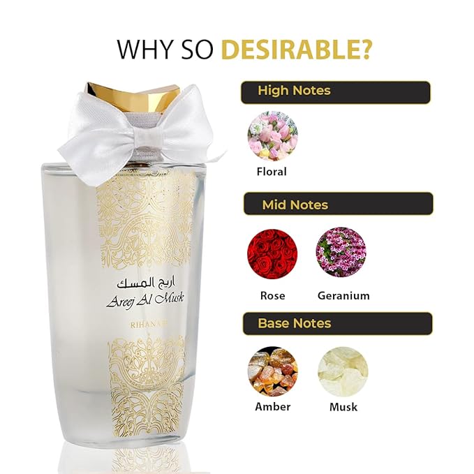 Rihanah Areej Al Musk Eau De Parfum 100 ML (3.4. F.L. O.Z.), Unisex Perfume, Made In U.A.E.