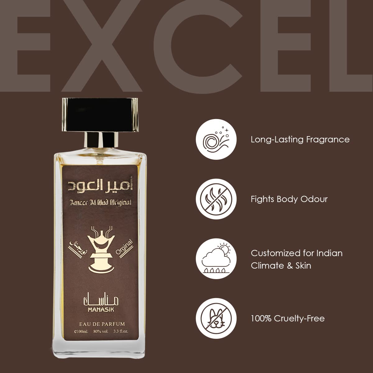 MANASIK Ameer Al Oud Original Long Lasting 100Ml Men Liquid Perfume , Floral, Aromatic & Sweet, Soothing Fragrance