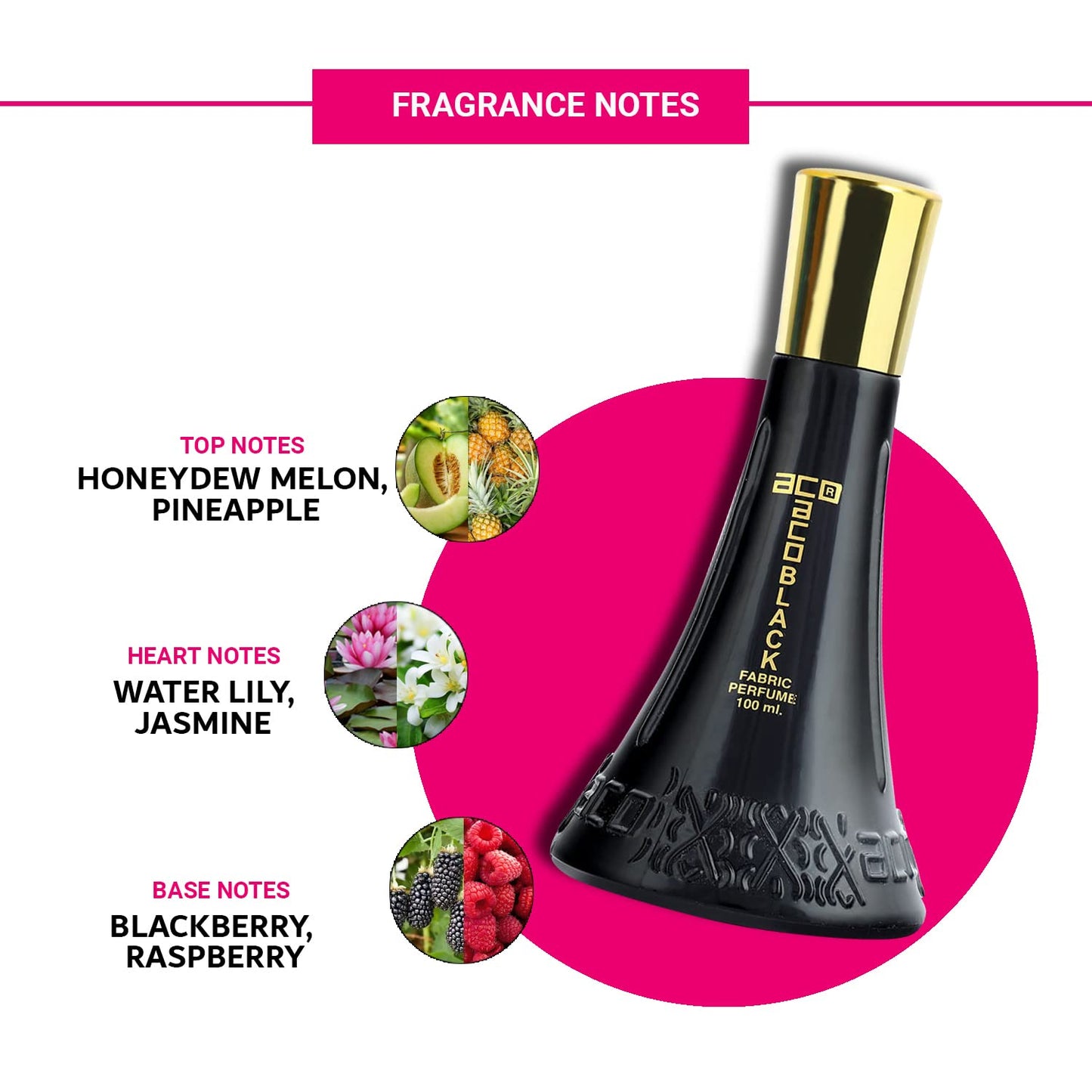 aco perfumes Black Premium Scent, Long Lasting, Fresh & Soothing Fragrance Perfume Spray For Women, 100ml