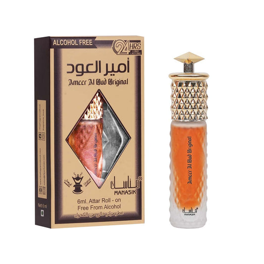 Manasik Ameer Al Oud Original 6ml Long Lasting Attar, Fresh & Soothing Fragrance, Roll on Itra For Men