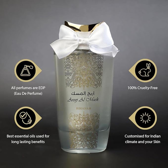 Rihanah Areej Al Musk Eau De Parfum 100 ML (3.4. F.L. O.Z.), Unisex Perfume, Made In U.A.E.