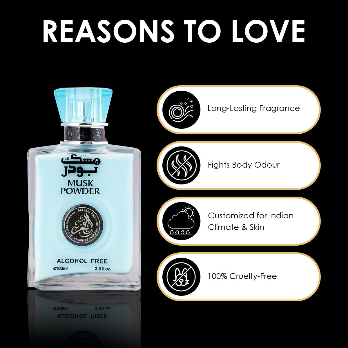 AL-FAKHR MUSK POWDER Alcohol Free Perfume 100ml For Men's& Women's