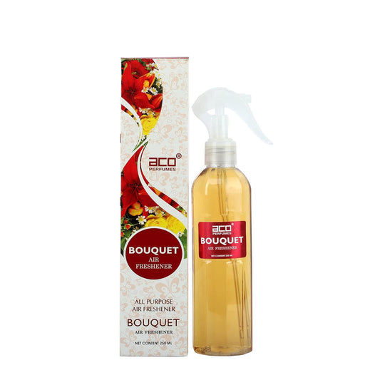 aco Bouquet Premium Air Freshener, Long Lasting, Fresh & Soothing Fragrance, Natural Room Freshener For Home & Office, 250ml