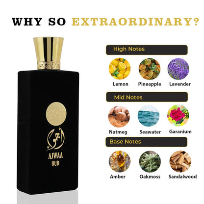 NUSUK AJWAA OUD BLACK Eau De Perfume 100ml ((For Men AND WOMEN)