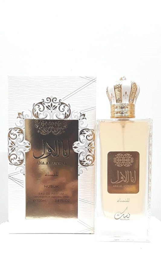 Nusuk Ana Al Awwal Gold Long Lasting 100ml Imported Women Perfume, Fruity, Floral & Musky, Soothing Fragrance