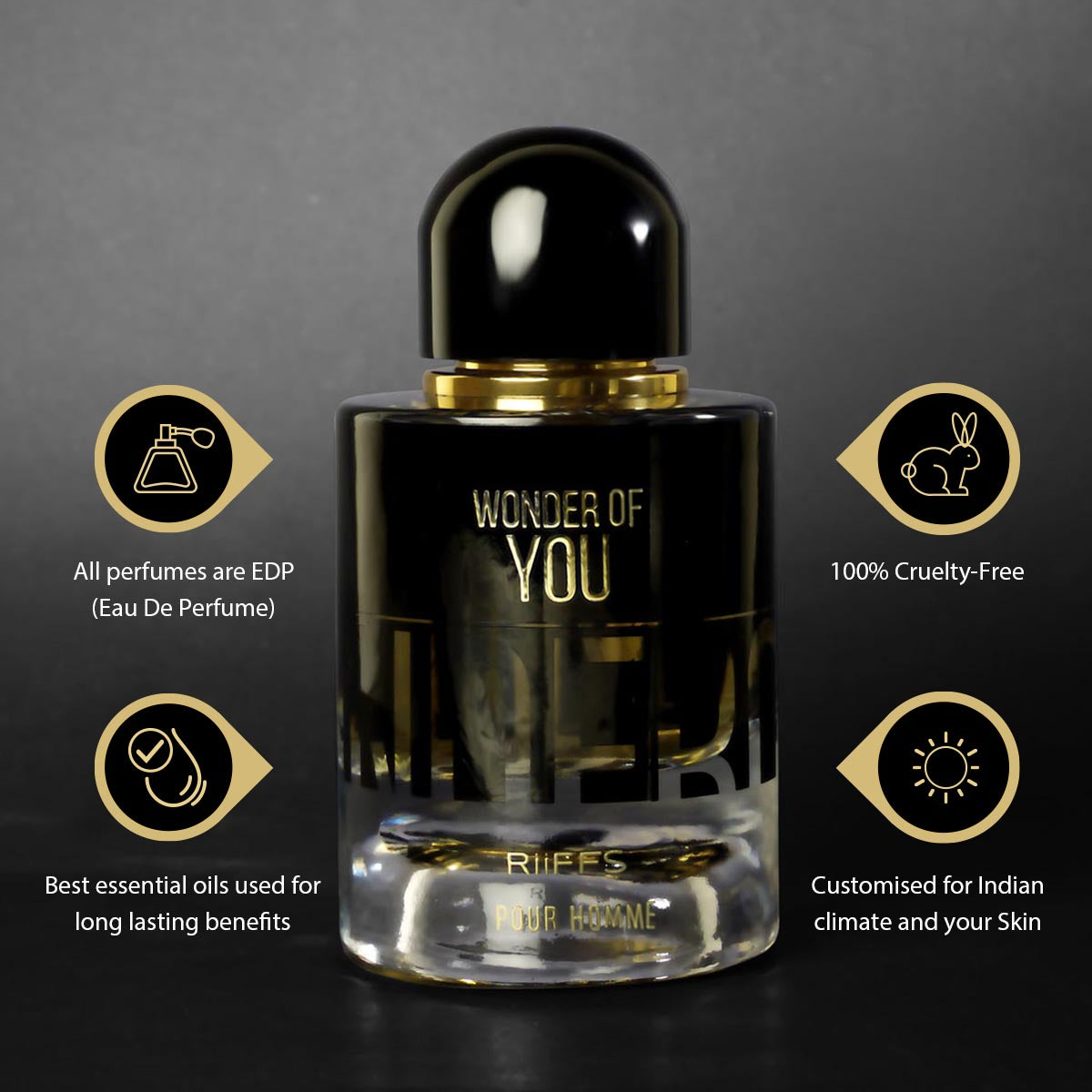 RiiFFS PERFUMS Wonder Of You Pour Homme Imported Long Lasting, 100ml Men Liquid Perfume, Warm Spicy, Aromatic & Ozonic, Soothing Fragrance