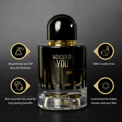 RiiFFS PERFUMS Wonder Of You Pour Homme Imported Long Lasting, 100ml Men Liquid Perfume, Warm Spicy, Aromatic & Ozonic, Soothing Fragrance
