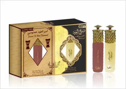 Manasik AMEER AL OUD & SHIYOUKHAL OUD Alcohol-Free Concentrated Attar 12ml.(COMBO SET) Floral Attar  (Sandalwood)